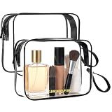 Icramsy Clear Makeup Bag,2 Pack TSA Approved Toiletry Bag for Women & Men