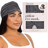 Kitsch Satin Sleep Mask - Eye Mask for Sleep, Softer Than Silk Satin Sleeping Mask Blindfold and Sleep Masks for Women and Men, Eye Care Travel Essentials - Charcoal Black