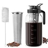 VA1KENE Cold Brew Coffee Maker 64oz, Iced Coffee Maker with 304 Stainless Steel Filter, Mason Jar Pitcher with Lid and Spout (Black)