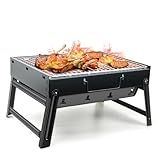 Kizmyee BBQ Barbecue Grill, Portable Folding Charcoal Barbecue Desk Tabletop Outdoor Stainless Steel Smoker BBQ for Picnic Garden Terrace Camping Travel
