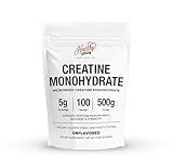 HEARTHY FOODS Creatine Monohydrate Micronized Powder 500G - 100 Servings, 5000mg Per Serving (5g) - for Men & Women Muscle Growth & Recovery - UNFLAVORED