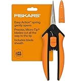 Fiskars 6" Pruning Scissors for Flower Stems, Herbs, Buds, and Small Plants, Garden Snips with Stainless Steel Blades, Gardening Trimmers with Comfortable Handle