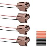 OEM 9006 HB4 Female Adapter Harness Socket 6" Wire Pigtail Compatible(18awg 300v 105℃) for High/Low Beam or Fog Lights with Heat Shrink Tubing (E-4PCS)
