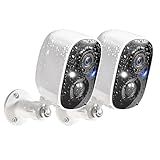 GMK Security Cameras Wireless Outdoor, 2K Color Night Vision AI Motion Detection 2-Way Talk Battery Powered WiFi Home Indoor Camera IP65 Weatherproof Spotlight Siren Alarm Cloud/SD Storage 2-Pack