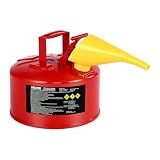 VEVOR Safety Gas Can, 2.5 Gallon Type I Red Safety Can for Liquid Material with Stainless Steel Flame Arrester, Self-Closing Lid & PE Funnel, Carbon Steel Flammable Saving with Handle