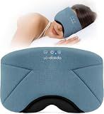 Sleep Mask with Headphones Bluetooth 5.4, LC-dolida Soft Bamboo Cotton Wireless Bluetooth Sleep Mask, Music Sleeping Headphones Breathable, Ultra-Thin Stereo Speaker for Side Sleepers - Ash Blue