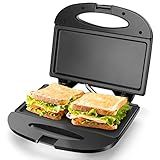 Aigostar Sandwich Maker with Non-stick Deep Grid Surface for Egg, Ham, Steaks Compact Electric Grill Tostadora de Pan Black, ETL Certificated, Roy