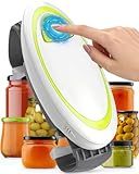 Electric Jar Opener One-Touch High Torque, Hands-Free Jar Opener for Weak Hands & Seniors, Battery Operated Jar Opener Kitchen Tool Fits Most Jar Sizes, White+Green