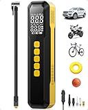 Tire Inflator Portable Air Compressor - 5X Faster 10000mAh Cordless Air Pump for Car Tires, Electric Bike Tire Pump with Digital Pressure Gauge, LED Light for Motorcycle, Bicycle, Ball