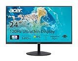 acer SB240Y G0bi 23.8" IPS Full HD Ultra-Slim Edge-to-Edge Gaming Office Monitor | Adaptive-Sync Support (FreeSync Compatible) | Up to 120Hz Refresh | 1ms (VRB) | Tilt | HDMI & VGA Ports | Black