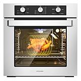 Thermomate 24" Gas Wall Oven, ETL Certified, 2.12 Cu.ft. Natural Gas with Bake Broil Rotisserie Functions, Timer and Convection Fan, 120V Cord Plug, Stainless Steel