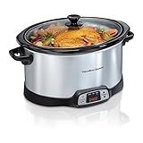 Hamilton Beach 8 Quart Programmable Slow Cooker with Three Temperature Settings, Dishwasher Safe Crock and Lid, Silver (33480)