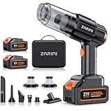 ZARIMI Car Vacuum Portable Cordless, 50000Pa High Power Rechargeable Dust Buster with 2 Batteries & Charger, 6-in-1 Handheld Vacuum Cleaners for Home, Car, Pet Hair, Keyboard, Graphite Black