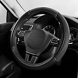 Skechers Air-Cooled Steering Wheel Cover,Leather Car Steering Wheel Cover Universal Fit 14" 1/2-15" Car Wheel Protector for Men Women Fit Suvs,Vans,Sedans,Car,Trucks,Black