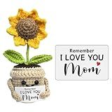 Mini Birthday Gifts for Mom, Mom Gifts from Daughters Remember I Love You MOM, Handmade Crochet Cute Small Sunflower Gifts, Gift for Mom from Daughter, Son, Mothers Day for Mom