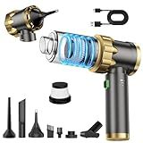 Car Vacuum Portable Cordless - Handheld Vacuum Cleaner with 16000PA Strong Suction, 7-in-1 Air Duster/Blower, Rechargeable Mini Vacuum with Long Battery, Multi-Nozzles for Car,Home, Office, Pet