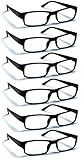 Boost Eyewear 6 Pack Reading Glasses, Traditional Black Frames, for Men and Women, with Comfort Spring Loaded Hinges, Black, 6 Pairs (+2.50)