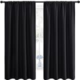NICETOWN Black Blackout Curtain Blinds - Solid Thermal Insulated Window Treatment Blackout Drapes/Draperies for Bedroom (2 Panels, 42 inches Wide by 63 inches Long, Black)