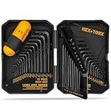 ELEAD Hex Key Allen Wrench Set: 41-Piece Hex and Torx Key Set with Torque Handle, Standard SAE(0.028"-3/8") & Metric(0.7mm-10mm) & Torx(T9-T50) in Storage Case, Heat Treated Chrome Vanadium Steel