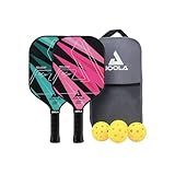 JOOLA Ben Johns Pickleball Set - Made with Reinforced Fiberglass and Honeycomb Polypropylene - Includes 2 Paddles, 4 Balls, and JOOLA Pickleball Bag