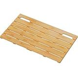 Lifewit Bamboo Bath Mat for Non Slip, Foldable Indoor & Outdoor Floor Mat for Bathroom，Waterproof Shower Mat for Sauna Spa, Pool, Hold 300lbs, 23" x 14", Wood, 1 Pcs