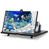 12" Mobile Phone Screen Magnifier, 3D HD Screen Magnifier for Cell Phone, Foldable Pull Out Big Screen Phone Amplifier Projector Stand for Movies, Videos Compatible with All Phones (Black)