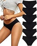 ALL OF SHE Womens Underwear Cotton Hipster Panties Breathable Sexy Cheeky Stretch Soft Ladies Bikini Underwear 6 Pack S-XXL