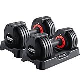 AOTOB 25 lbs Adjustable Dumbbell Set - Pair with Anti-Slip Fast Adjust Turning Handle, Suitable for Men and Women, Ideal for Home Gym Exercise