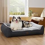 Bedsure XL Orthopedic Dog Beds Large Sized Dog - Extra Thick Supportive Dogs Couch with Waterproof Washable Cover, Extra Large Comfort Pet Bed Sofa with Soft Plush Sherpa and Nonskid Bottom, Grey, 42"