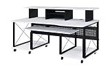 Acme Megara Multi Storage Music Desk with Wheels in White and Black