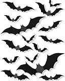120 Pcs Halloween Decorations 3D Bats Decor, 4 Sizes Scary Halloween Decor Indoor Bat Stickers Decorations for Bedroom Bathroom Door Wall Party Decoration