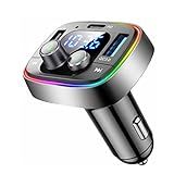 LIHAN FM Transmitter for Car Bluetooth Adapter 5.4,48W PD+QC Fast Charging,Hands-Free Calling,Streams Spotify/Navigation/Music via Car Radio,Wireless Upgrade Non-Bluetooth Cars,USB-C,USB/TF,12V/24V