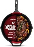 Utopia Kitchen Cast Iron Skillet 12 Inch Pre-Seasoned PFAS-Free Black