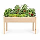Backyard Expressions Wooden Raised Garden Bed | 48" x 24" x 30" Elevated Planter Box with Included Bed Liner | Outdoor Vegetable, Flower, and Herb Gardening