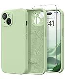 SuydanBox Magnetic for iPhone 15 Case, Compatible with MagSafe, [Screen Protector + Full Camera Protection], Silicone Shockproof Anti-Scratch Protective Phone Case for iPhone 15 6.1", Matcha