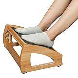 StrongTek Ergonomic Under Desk Footrest, 3 Adjustable Heights Wooden Office Footrest, Large Anti-Slip Surface, Improves Posture and Blood Circulation, up to 400lbs (Natural)