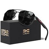 Luenx Aviator Polarized Sunglasses for Men: Square UV400 Driving