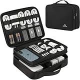 MATEIN Electronics Organizer Travel Case, Water Resistant Cable Organizer Bag for Travel Essentials, Gifts for Men, Storage Bag for Camera Accessories, Phone, Cord & Tablet, Black