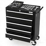 TUFFIOM 5-Drawer Rolling Tool Chest w/Drawers & Lock, Tool Storage Cabinet with Lockable Wheels, Top Cushion & Drawer Liners, Tool Organizer Box for Garage, Warehouse & Repair Sho