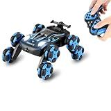 MOMONOVA 8-Wheel RC Stunt Car, Double-Sided 360° Flip Off-Road Remote Control Toy with Lights, 2 Rechargeable Batteries, for Kids Age 6–12