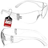 BISON LIFE Safety Glasses | 12 PAIRS with Clear UV Protection, Scratch Resistant, Wrap Around, Ballistic Impact Protected Lenses, One Size, Clear Lens Clear Temple, 12 per pack (1 pack)