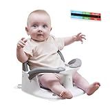 Wddbb Baby Bath seat for Babies 6 Months & up, 360° Stable Toddler Bath Chair with one-Touch Button, Back Hollow Design, Water Temperature Card & 4 Suction Cups for Safety (Gray)