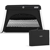 HARPPA Travel Crib with Comfy Mattress, Lightweight Portable Crib Requires No Assembly, Foldable Pack and Play for Baby and Toddlers, Compact Play Yard with Bed,Black