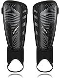 Upgraded Soccer Shin Guards Pads for Kids Youth Adults, CE Certified AirsFish Shin Guard Sleeves Protection Gear for Boys Girls Soccer Games EVA Cushion Reduce Shocks and Injuries (Large, Black)