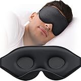 MABAO Sleep Mask for Side Sleeper, Eye Mask for Sleeping Women Men, 3D Contoured Cup No Eye Pressure 100% Light Blocking Sleeping Mask with Adjustable Strap Night Blindfold Flight, Travel, Nap, Black