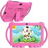 HOTTABLET Kids Tablet 7 inch Android 12, 4GB RAM 32GB ROM, 512GB Expandsion, with Parental Control, WiFi, Bluetooth, Dual Camera with Silicone Case, 1PCS(Pink)