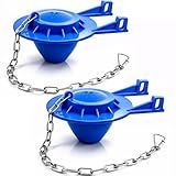 2-Inch Toilet Flapper Replacement Kit Compatible with Most Kohler, American Standard, TOTO & Standard 2″ Flush Valves, High Performance Rubber with Stainless Steel Chain, Easy Install (2 Pack, Blue)
