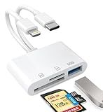 USB C SD Card Reader for iPhone, iPad, Lightning Dual Port SD Card Adapter, Memory Card Reader for Camera Adapter, Support SD, Micro SD, USB 3.0, Plug and Play