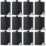 BALABALA Hip Flasks for Liquor for Men Women 12 pcs 8Oz Matte Black Stainless Steel Flask with 12 pcs Funnels for Wedding Party Groomsman Bridesmaid Birthdays Gift