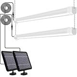 hykolity Solar Powered Shop Light with Motion Sensor, 3FT 17W (100-Watt Equivalent),Integrated LED IP65 Waterproof Outdoor Motion Sensor Shop Light for Garage, Barn, House - 2 Pack